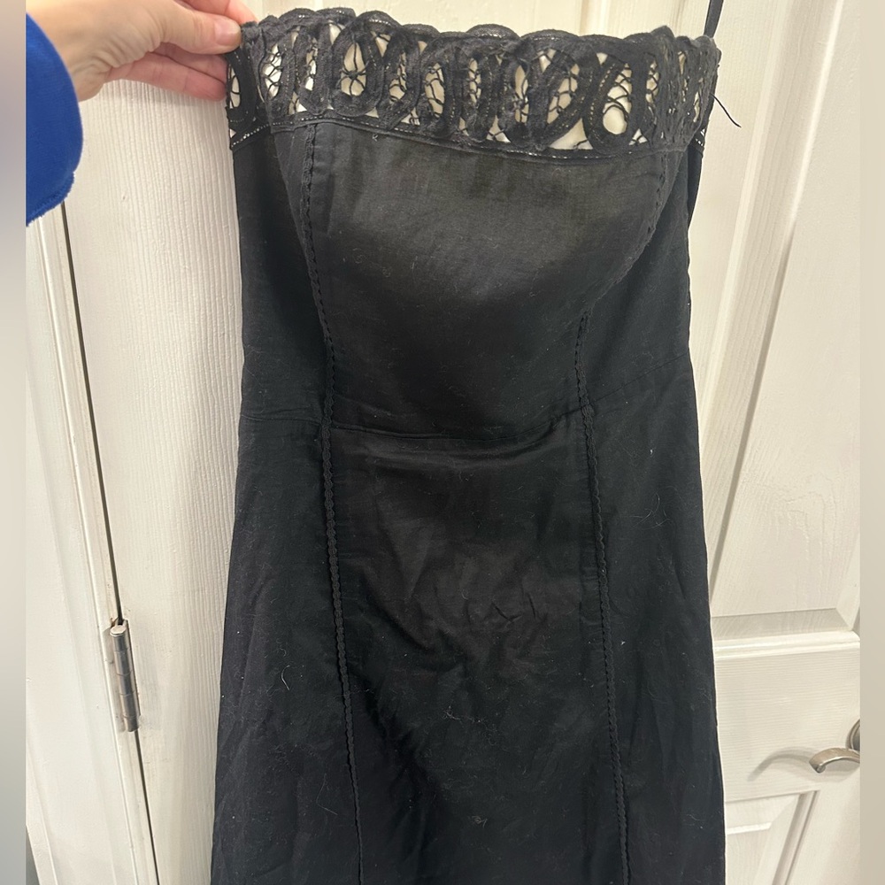 White House Black Market Strapless Dress with Lace Detail
